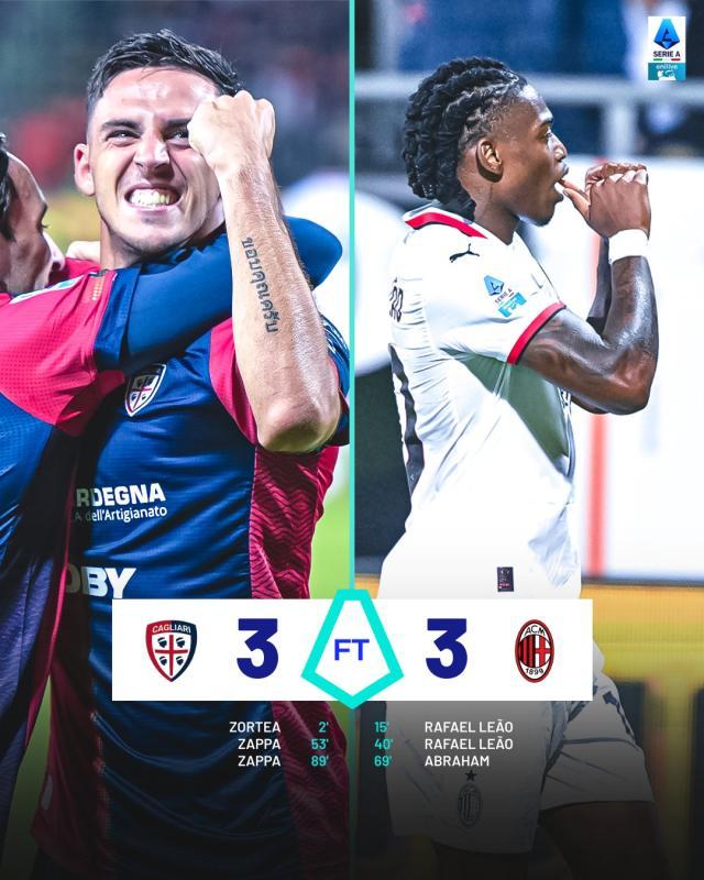 网页版登录入口-【意甲】米兰客场3比3卡利亚里遭绝平，莱昂梅开二度